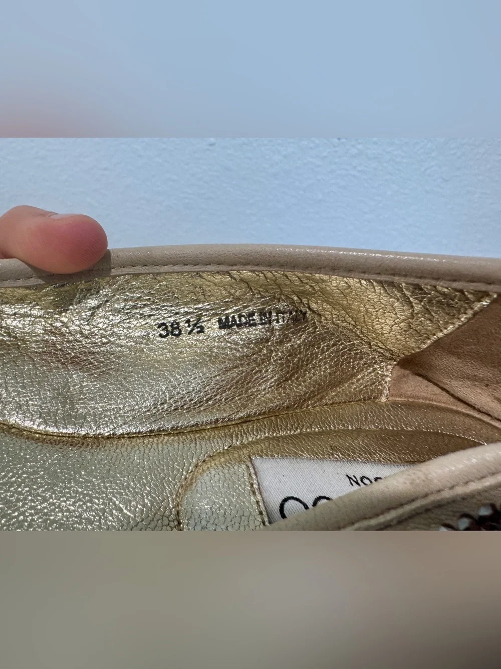 Jimmy Choo Wray Crystal Studded Leather Ballet Flats Bow Cream Gold EU 37 US 7
